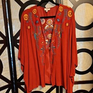 Umgee Red Embroidered Kimono